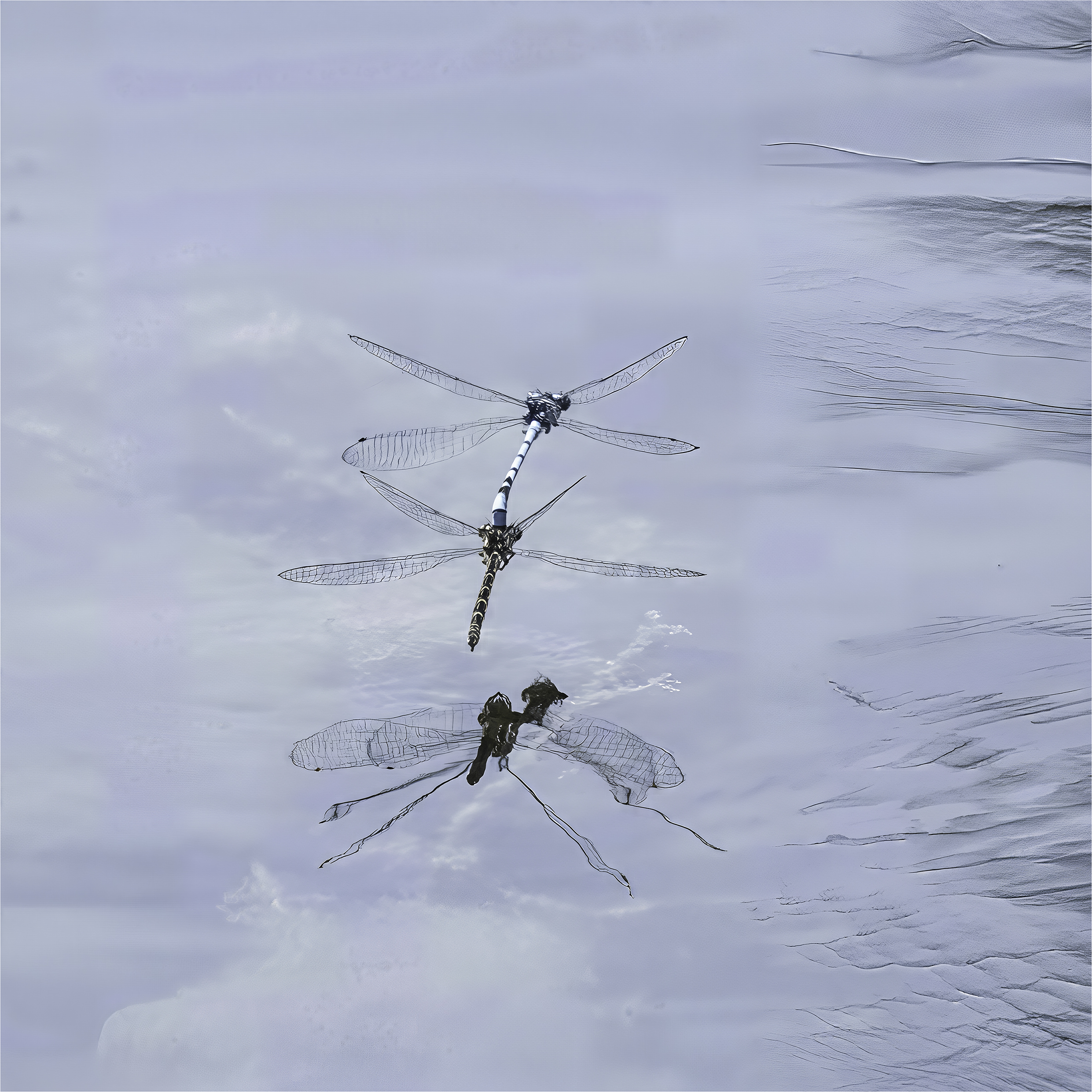 Image: Mating dragonflies over Water
